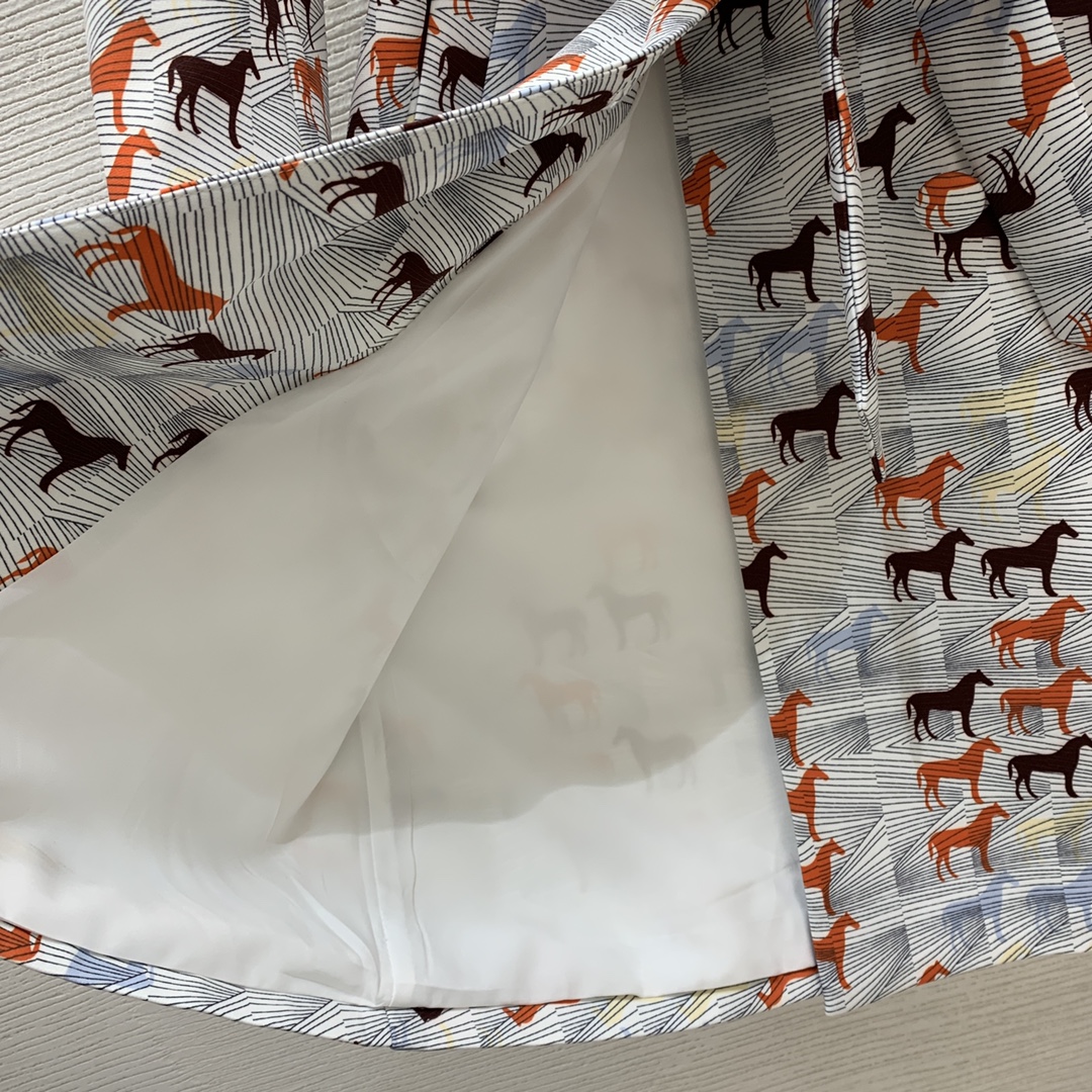 VÁY HERMES HORSE PRINT DRESS Top AAA