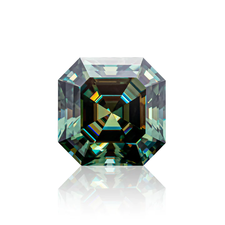KIM CƯƠNG Asscher Cut Natural Green Loose Moissanite Stone