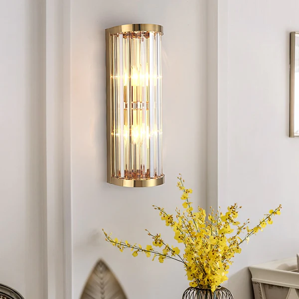 ĐÈN GẮN TƯỜNG Harper Rounded Crystal And Metal Bar Wall Lamp