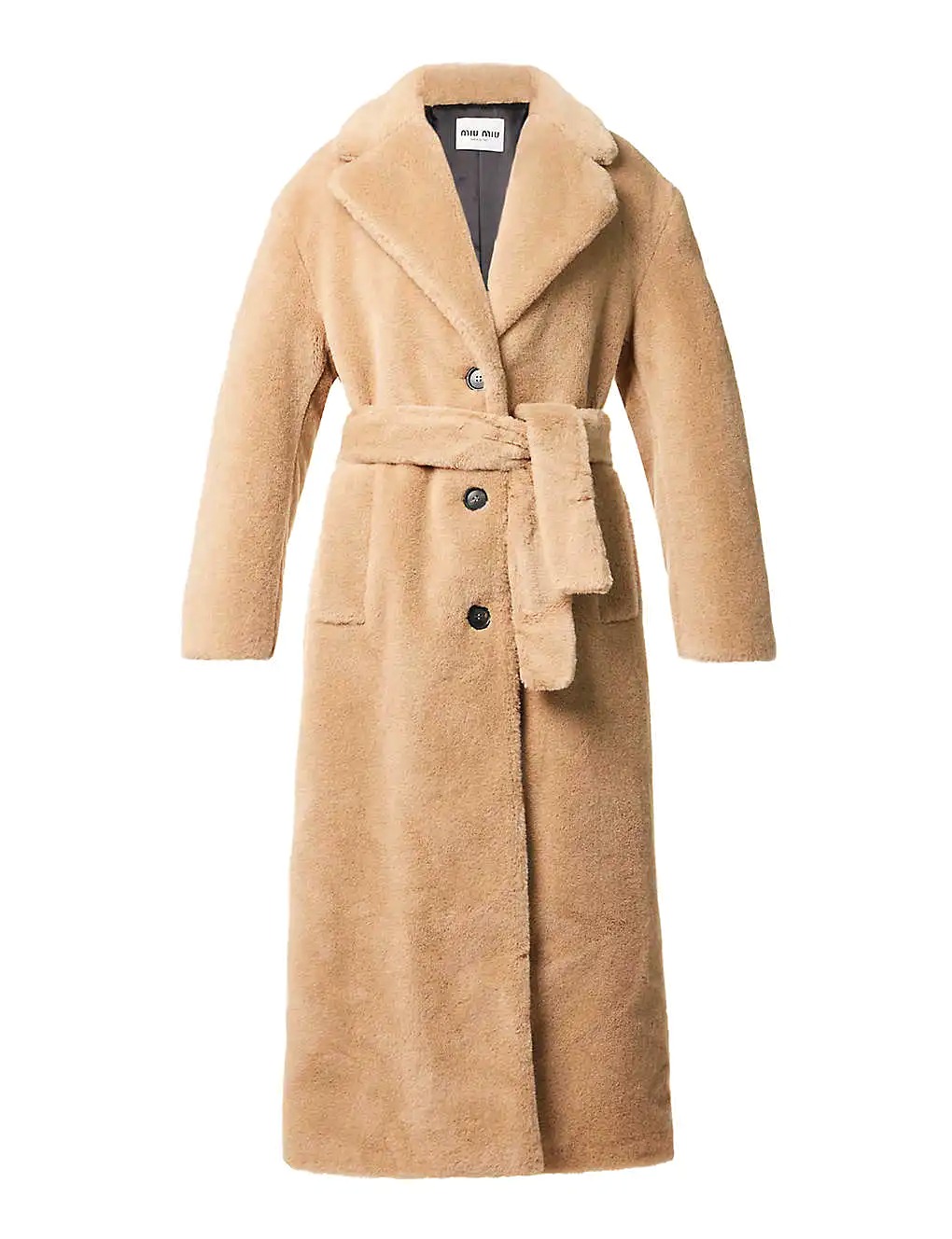 ÁO MIU MIU Notched-lapel relaxed-fit alpaca and cotton-blend coat