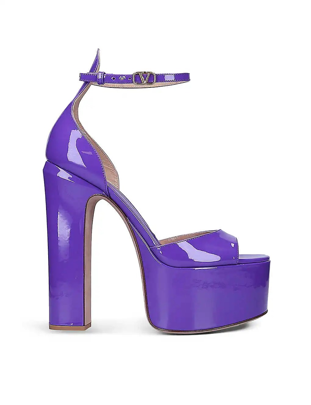 GIÀY VALENTINO GARAVANI Tan Go patent-leather platform courts