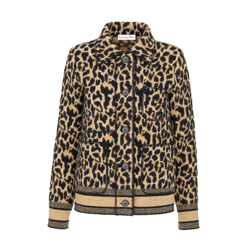 ÁO Dior Women Caro Jacket Beige Multicolor Mizza Technical Wool Knit