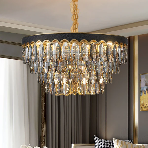 ĐÈN CHÙM BLOOM FLOWERS Four-Tiered Teardrop Crystal Chandelier
