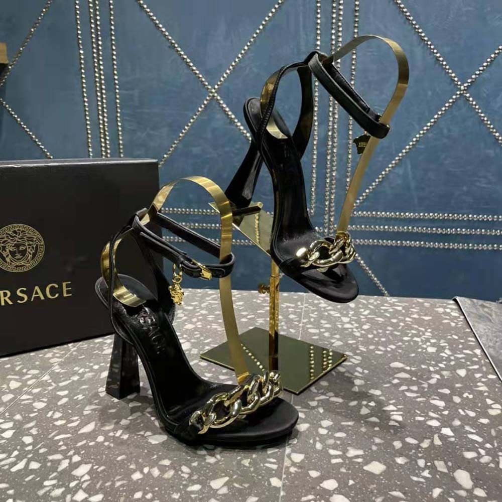 GIÀY Versace Women Medusa Chain High Heel Sandals-Black