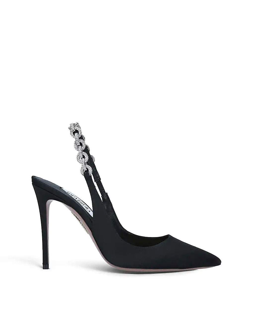 GIÀY AQUAZZURA Love Link 105 crystal-embellished grosgrain slingback courts