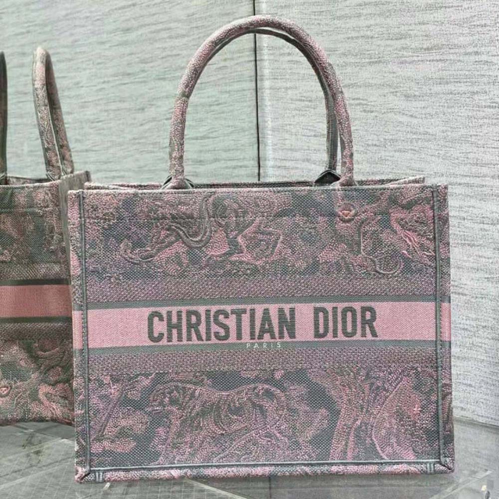 TÚI Dior Women Medium Dior Book Tote Pink Multicolor Toile de Jouy Voyage Embroidery