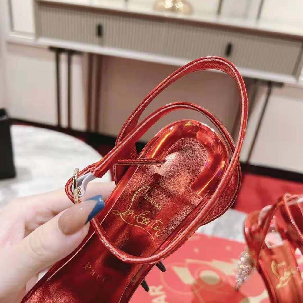 GIÀY Christian Louboutin Women Lipstrass Queen 100 mm Heel Height-Red