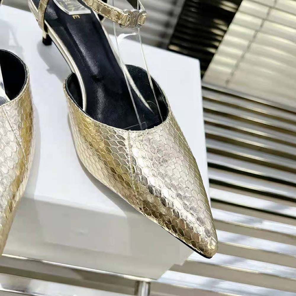 GIÀY Celine Women Kitten in Sequins and Calfskin-Black
