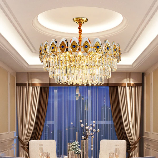 ĐÈN CHÙM Eliana Oval Inlay Three-Tiered Crystal Chandelier