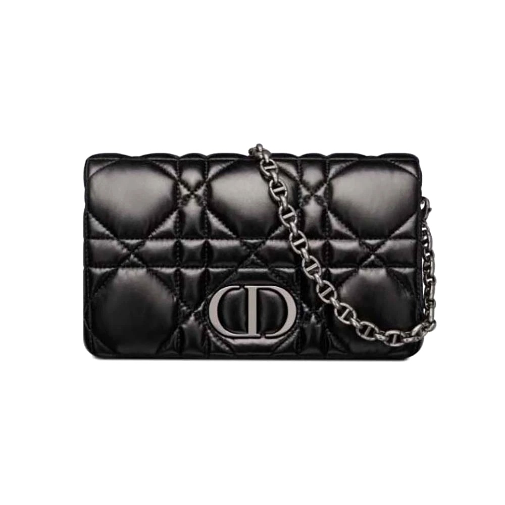 TÚI Dior Women Caro Macrocannage Pouch Black Quilted Macrocannage Calfskin