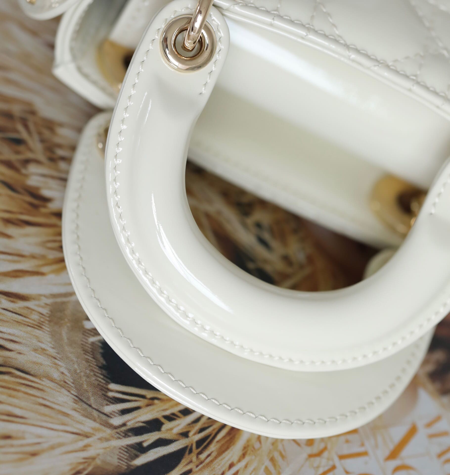 TÚI CHRISTIAN DIOR Women Micro Lady Dior Bag Gloss White Cannage Lambskin