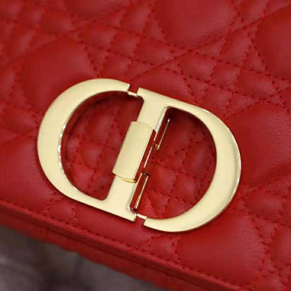 TÚI Dior Women Small Dior Caro Bag Supple Cannage Calfskin-Red Top Quality
