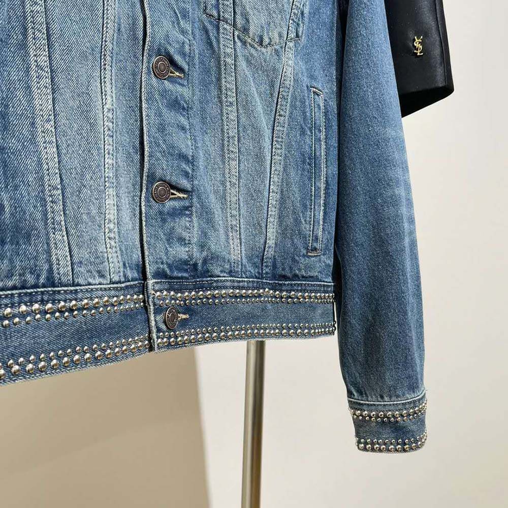 ÁO Celine Men Le Palace Trucker Jacket in Dark Union Wash