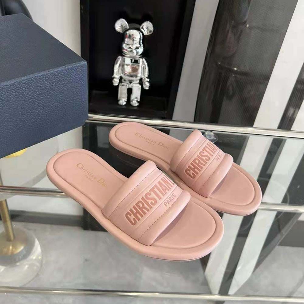 DÉP Dior Women Every-D Slide Pink Embossed Lambskin