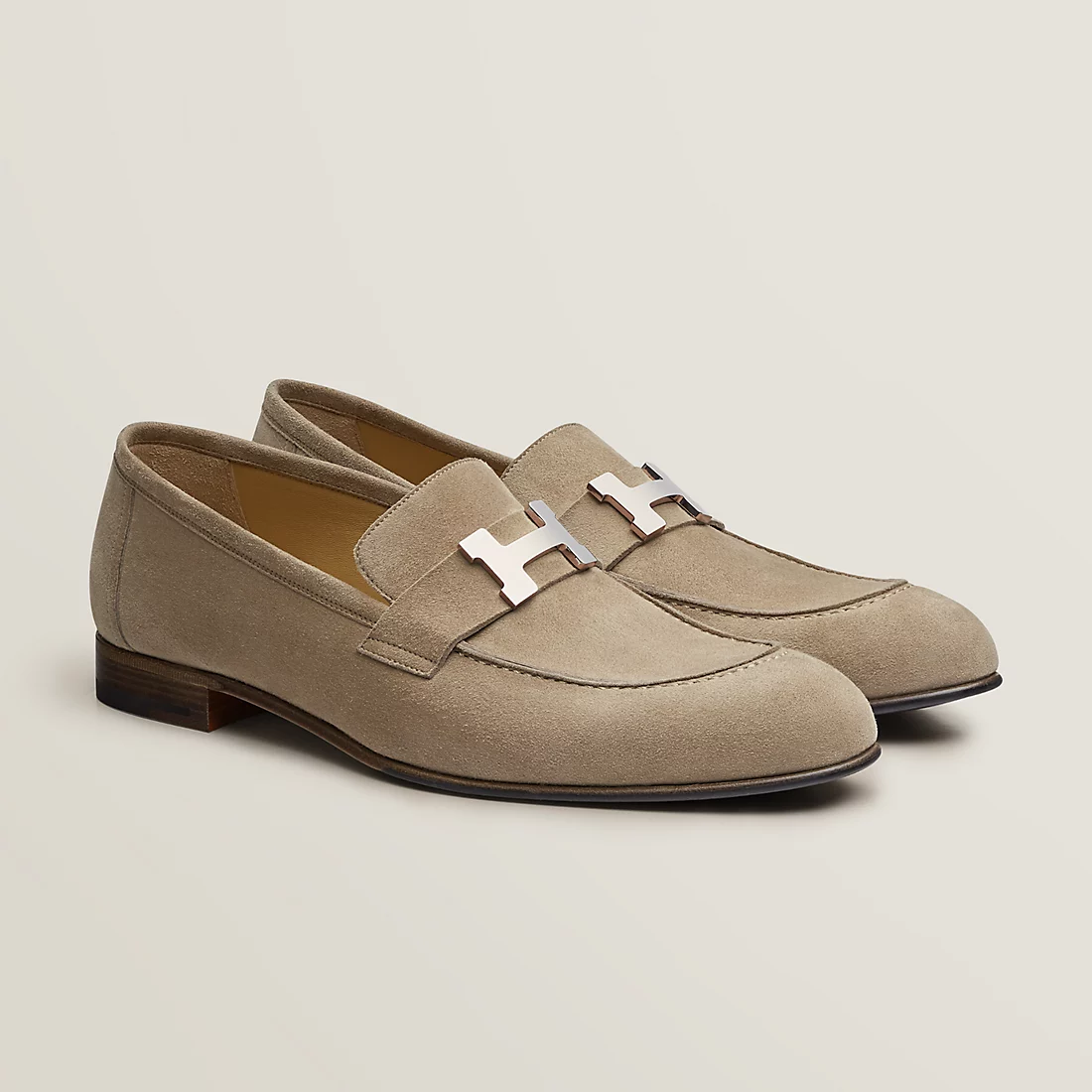 GIÀY HERMES PARIS LOAFER SUEDE LEATHER BEIGE SS2022