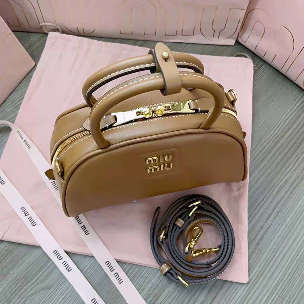 TÚI Miu Miu Women Medium Leather Top-handle Bag-Brown