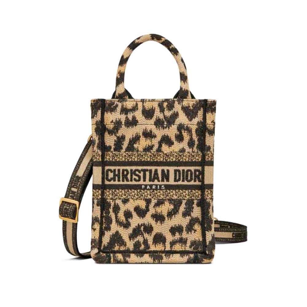 TÚI Dior Women Mini Dior Book Tote Phone Bag Beige Multicolor Mizza Embroidery