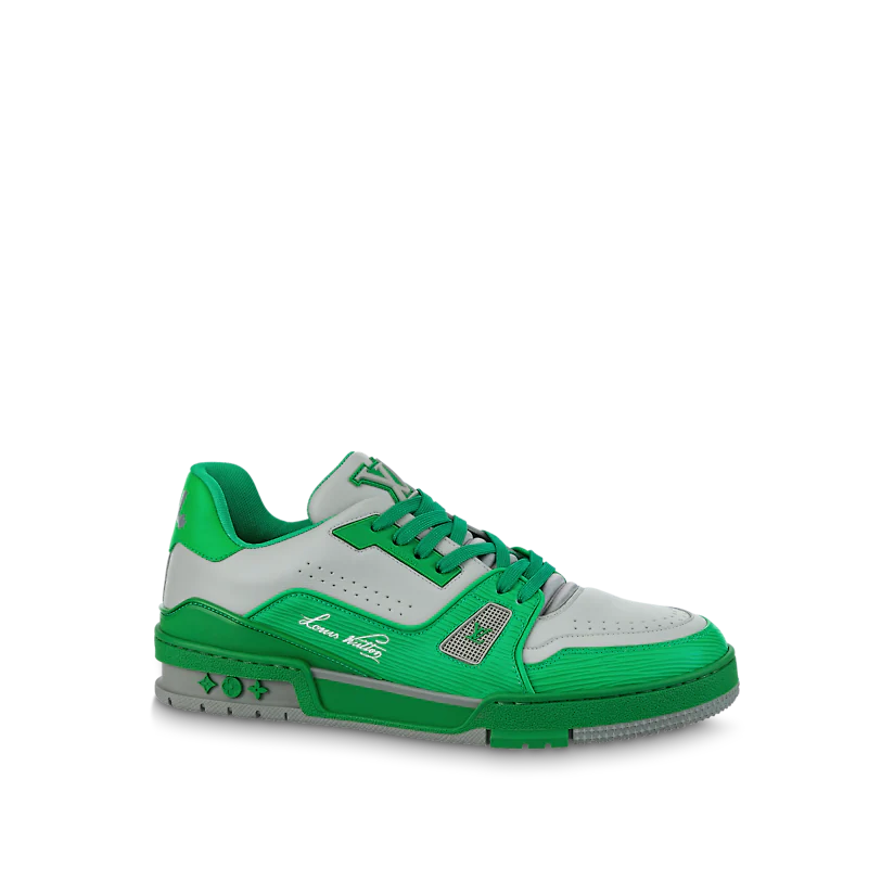 GIÀY LOUIS VUITTON LV TRAINER SNEAKER GREEN GRAY