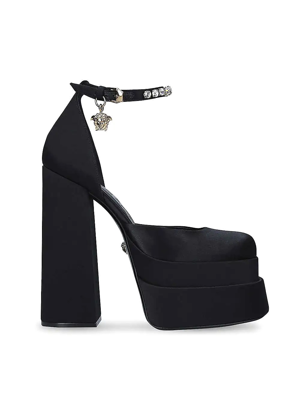GIÀY VERSACE Medusa Aevitas embellished satin platform courts