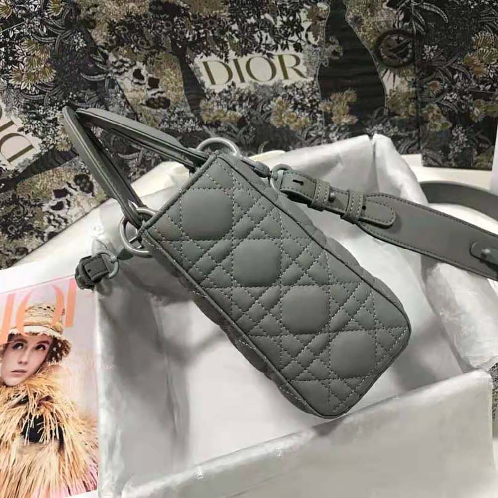 TÚI Dior Women Lady Dior my Abcdior Bag Gray Ultramatte Cannage Calfskin