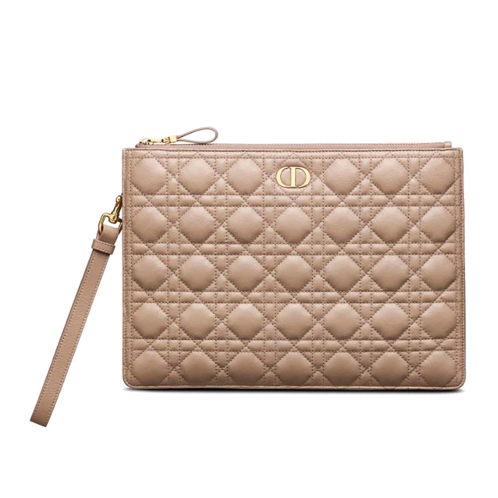 TÚI Dior Large Dior Caro Daily Pouch Cannage Calfskin-Sandy