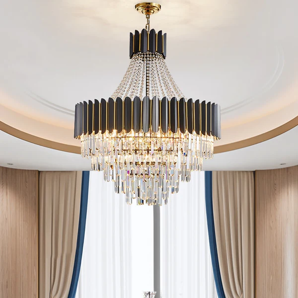 ĐÈN CHÙM HOGAN Modern Stainless Steel Tiered Crystal Chandelier