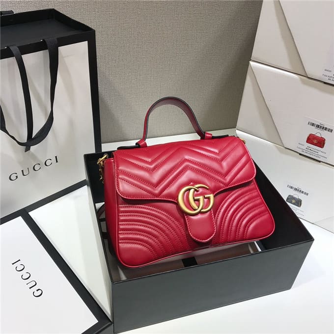 TÚI Gucci GG marmont small top handle bag red Top Quality