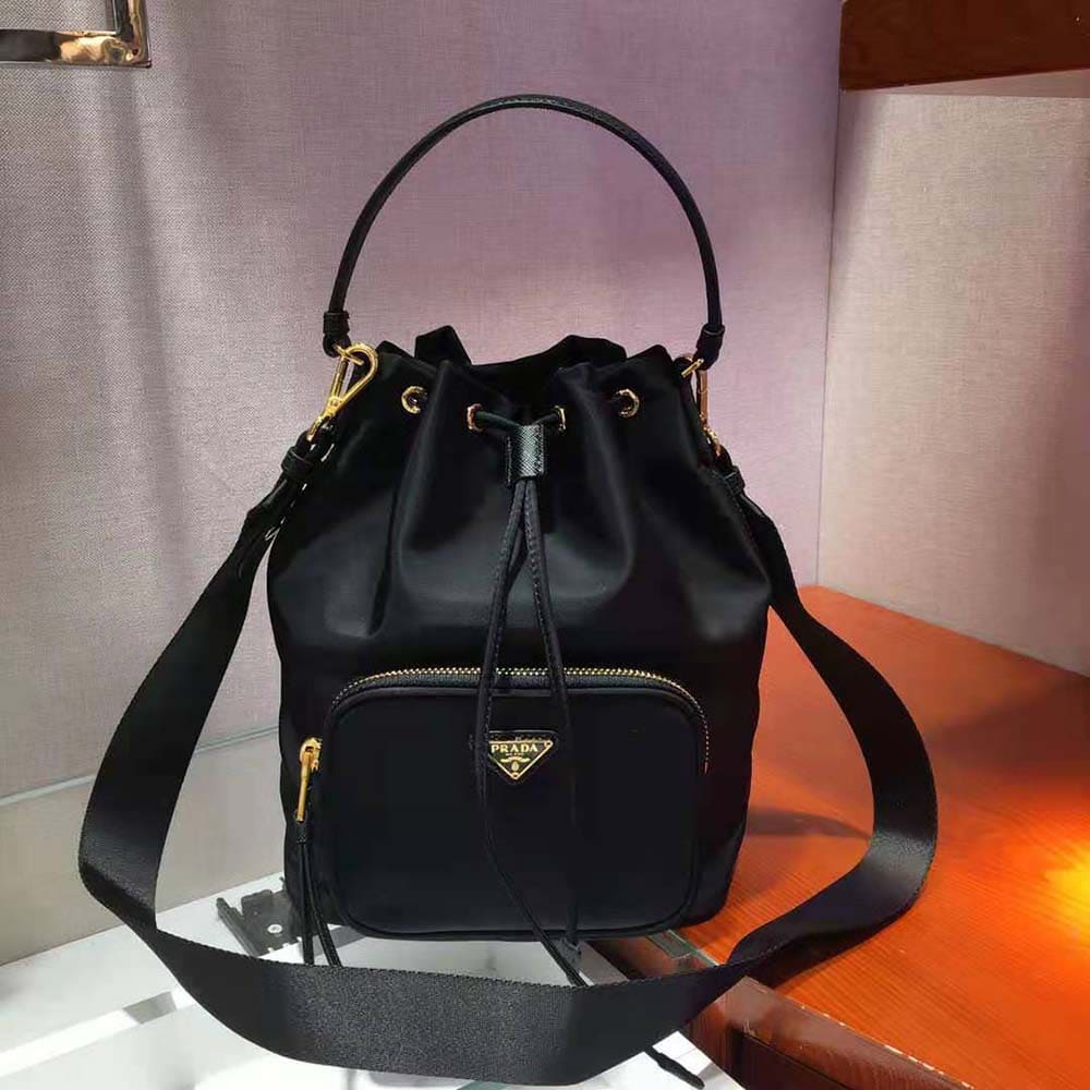 TÚI Prada Women Duet Re-Nylon Bucket Bag-Black