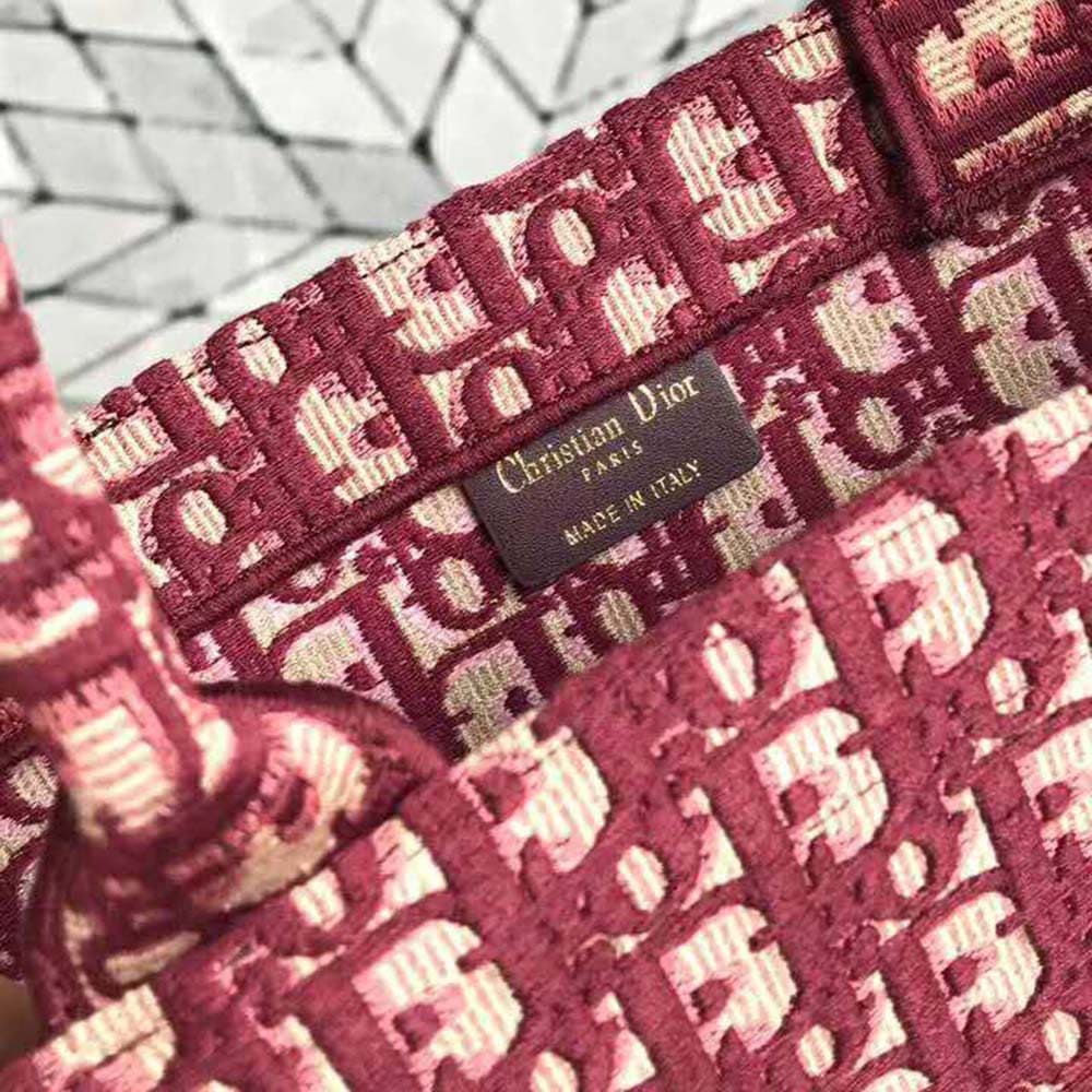TÚI Dior Women Book Tote Dior Oblique Bag in Embroidered Canvas-Maroon