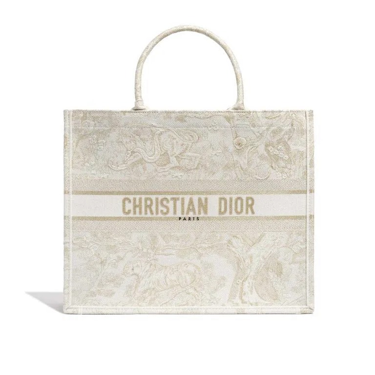 TÚI DIOR Book Tote Large Canvas Beige Gold