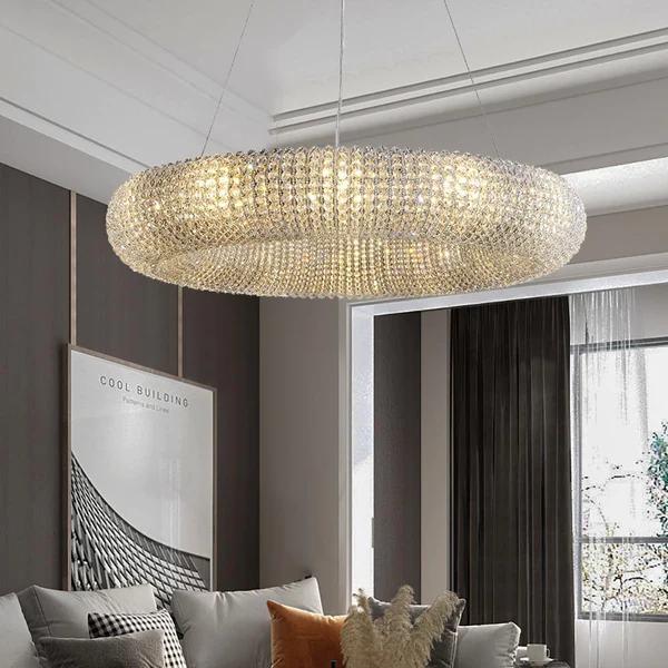 ĐÈN CHÙM STADIUM LIGHT Crystal Wrapped Rounded Chandelier