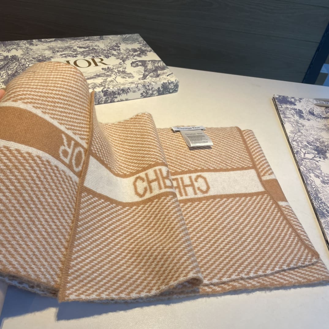 KHĂN CHRISTIAN DIOR Letter printed knitting cashmere scarf