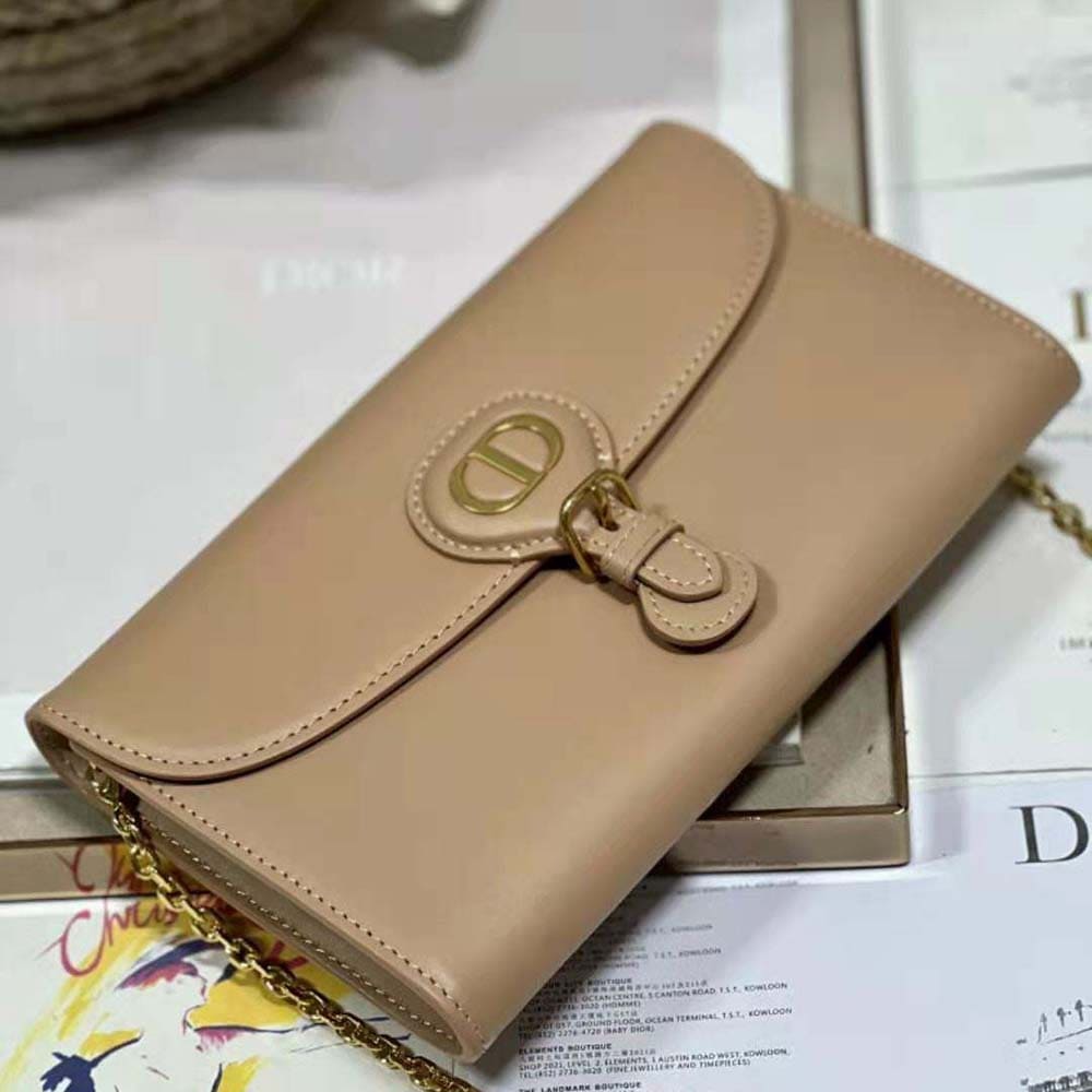 TÚI Dior Women Bobby East-West Pouch with Chain Caramel Beige Smooth Calfskin