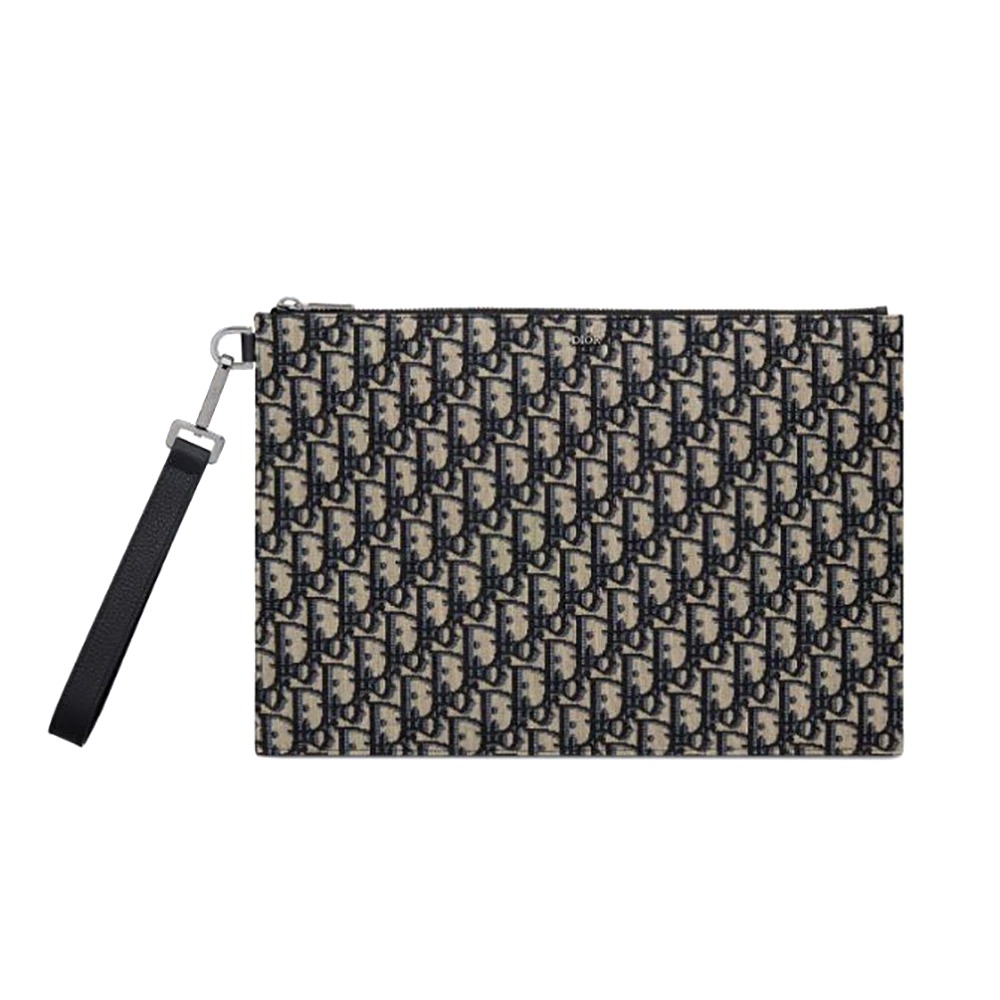 TÚI Dior Pouch Beige and Black Dior Oblique Jacquard