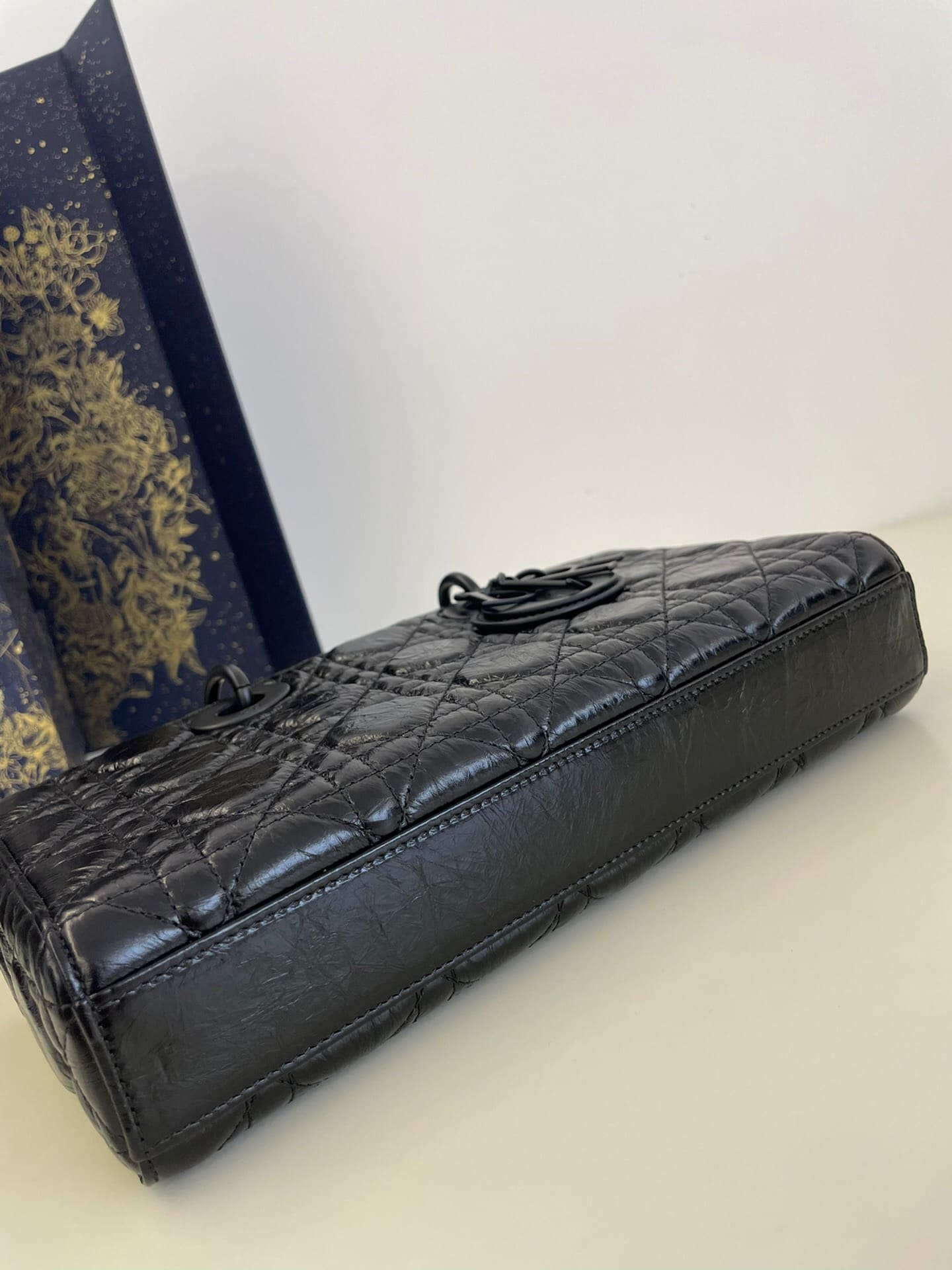 TÚI CHRISTIAN DIOR LADY D-JOY CANNAGE LAMBSKIN BLACK BAG