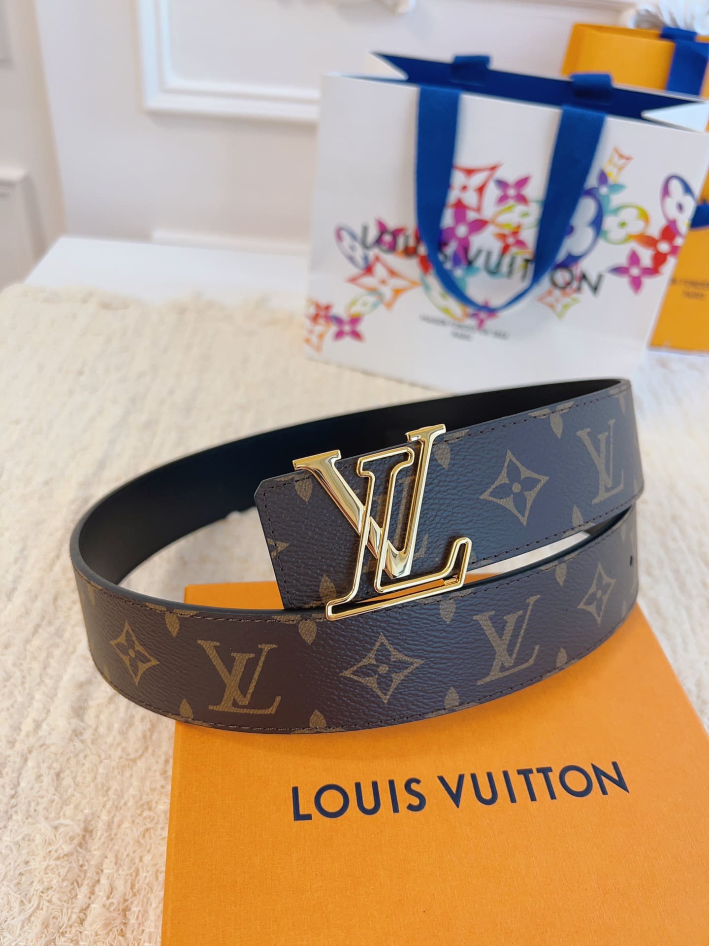 DÂY LƯNG LOUIS VUITTON BROWN MONOGRAM LEATHER Khóa vàng