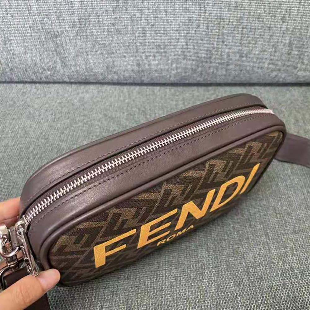 TÚI FENDI Men Camera Case Brown FF Fabric Bag