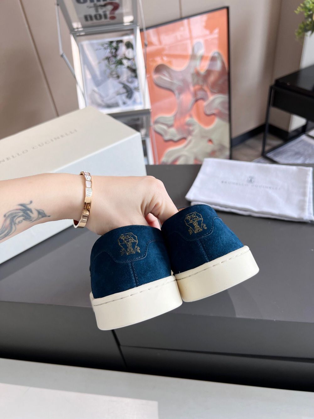 GIÀY BRUNELLO CUCINELLI Suede Blue loafer shoes