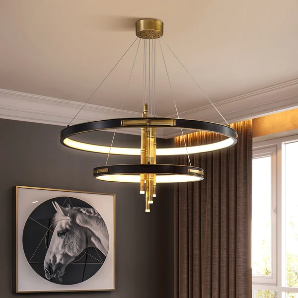 ĐÈN CHÙM PARIS Two-Tier Modern Rounded Metal Chandelier