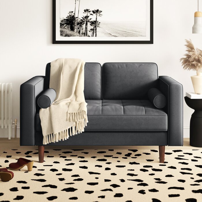 SOFA NỈ CHÂN GỖ LOVE SEAT CHẤT LIỆU DA CN