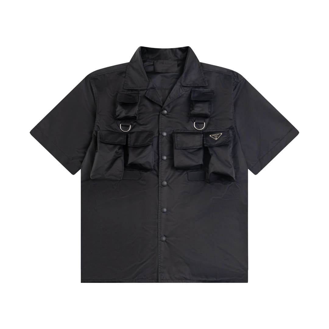 ÁO PRADA SHIRT POCKET RE-NYLON MÀU ĐEN UNISEX