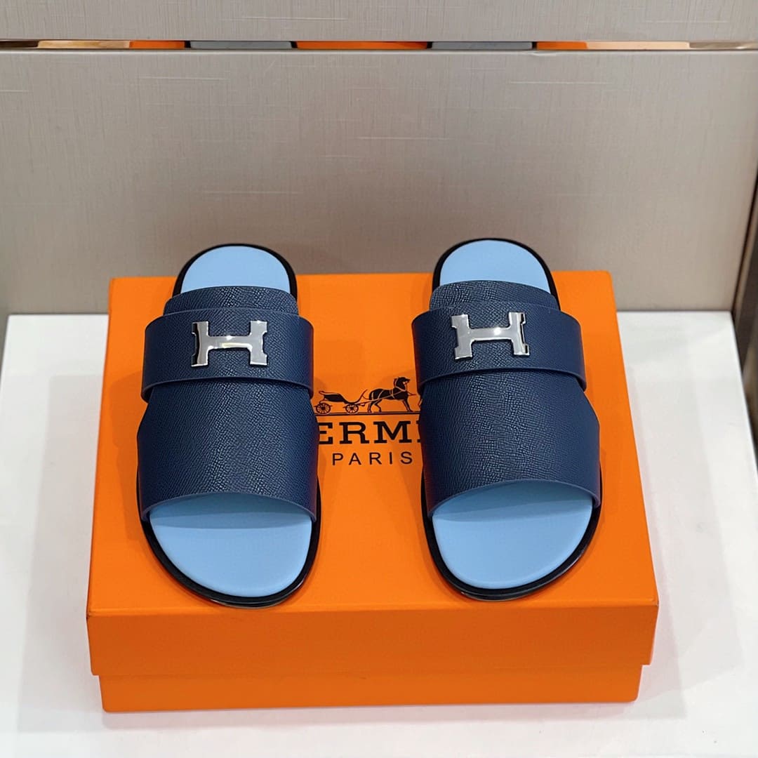 DÉP HERMES ARLES MULE BLUE SANDAL AAA
