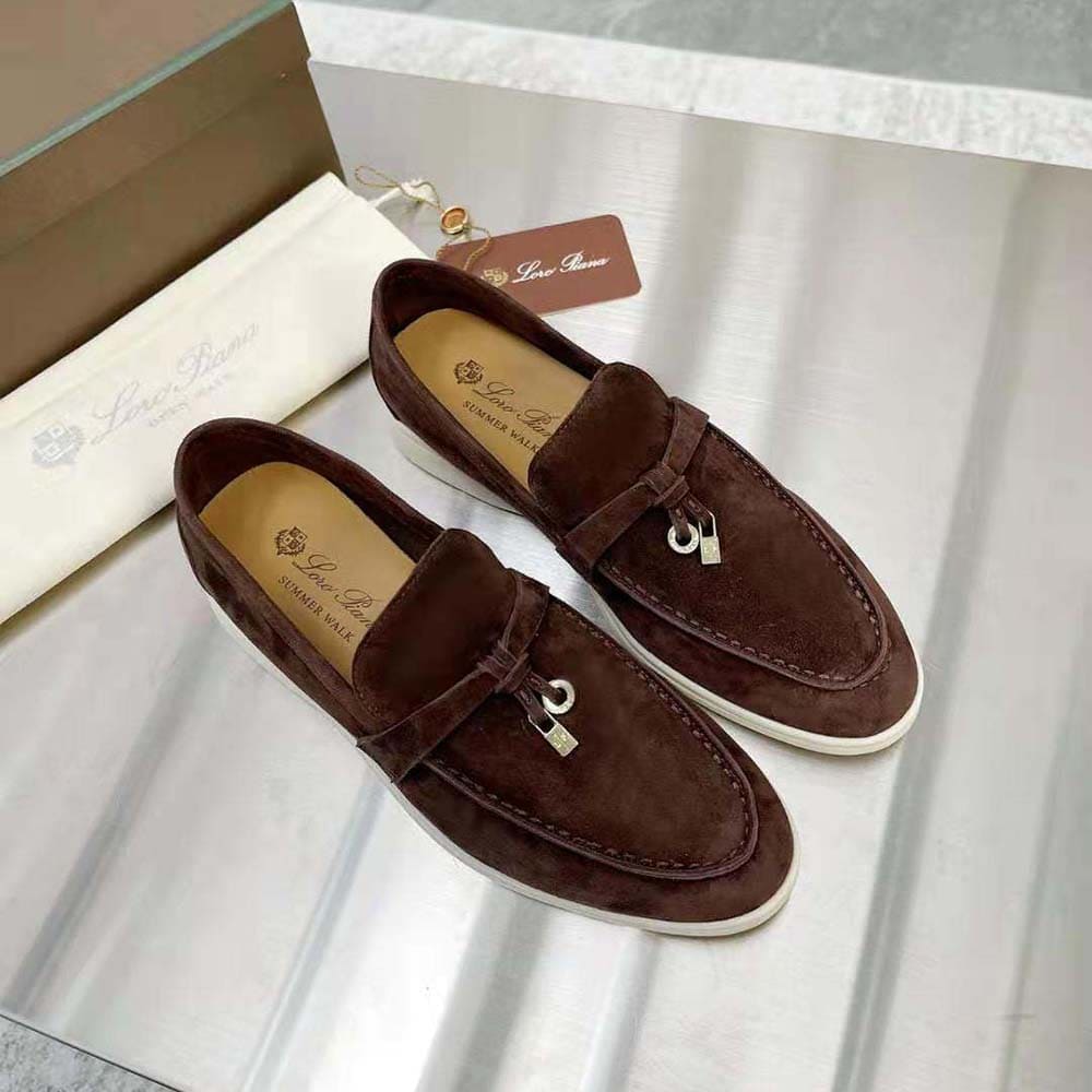 GIÀY Loro Piana Unisex Summer Charms Walk Loafers-Brown