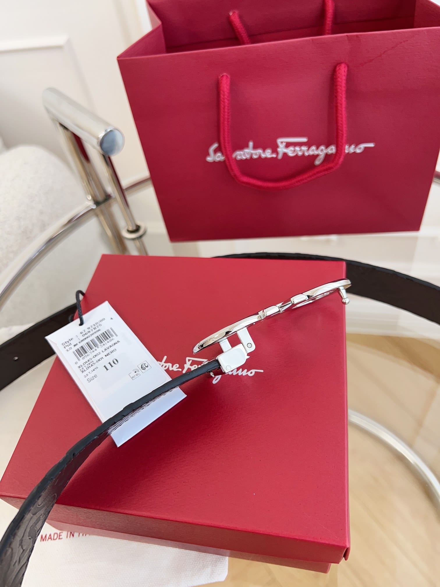 DÂY LƯNG Salvatore Ferragamo Adjustable Gancini Belt Khóa bạc