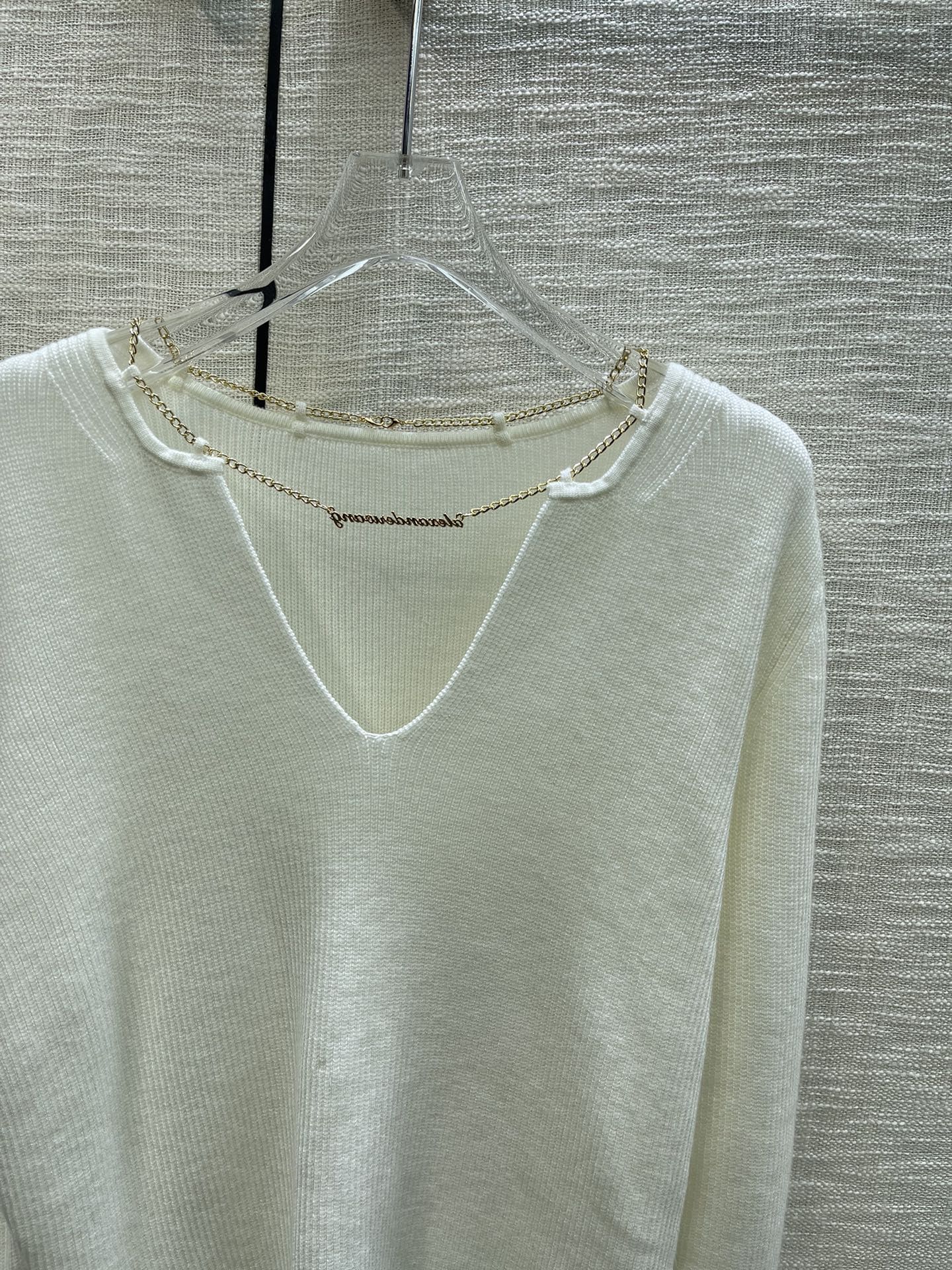 ÁO ALEXANDER WANG Round-Neck Chain White Sweater