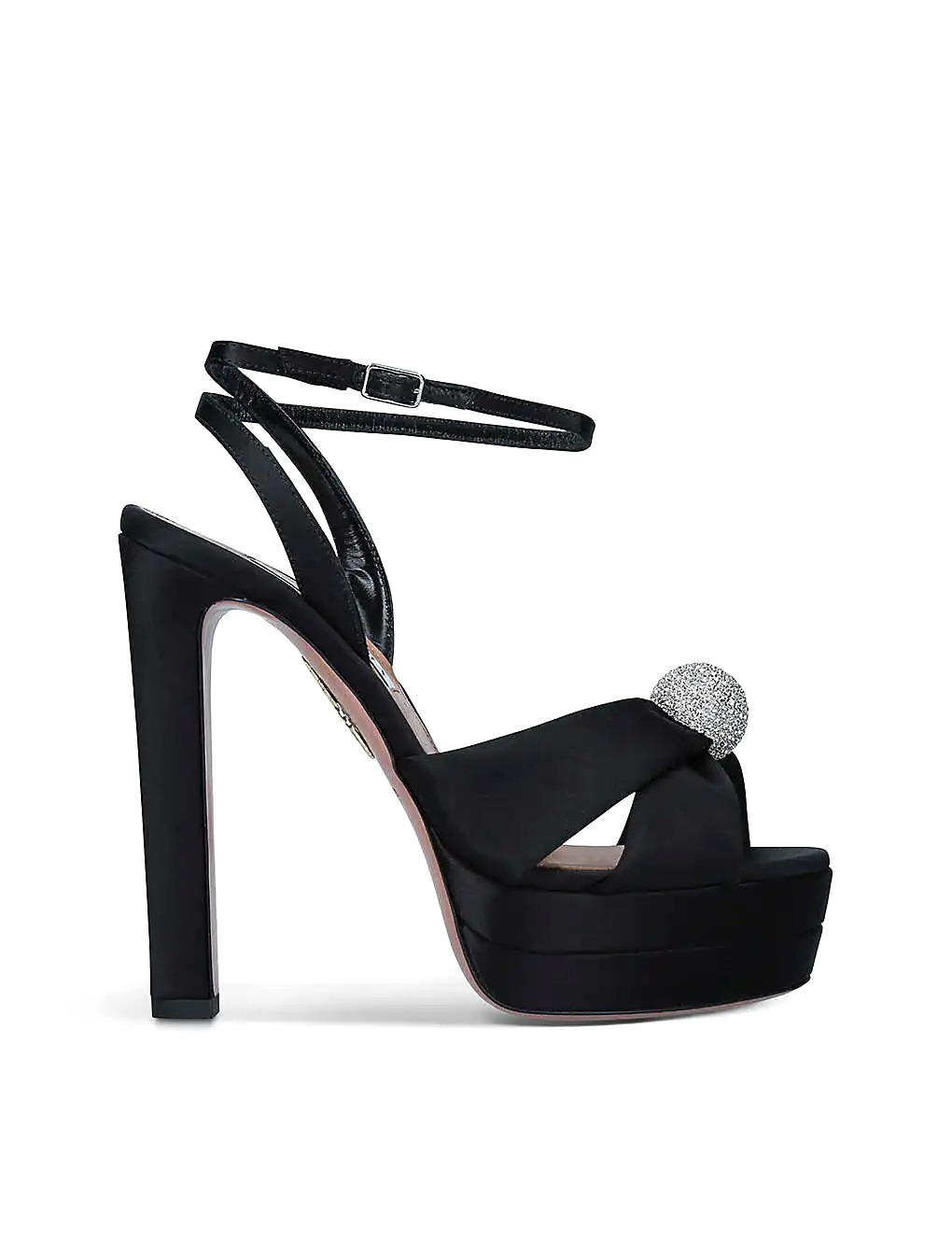 GIÀY AQUAZZURA Yes Darling crystal-embellished satin platform courts