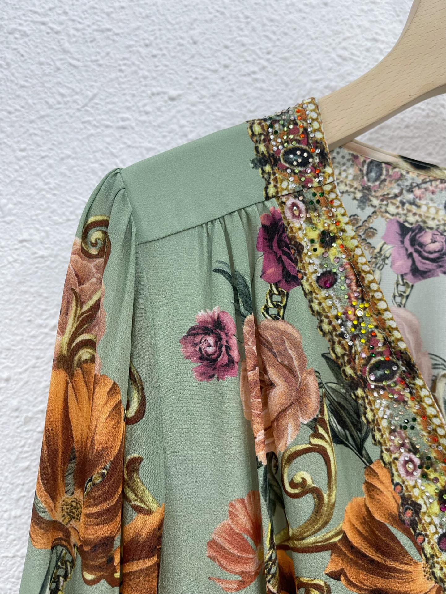 VÁY CAMILLA Flower and Leopard Print Vintage Dress High Classy