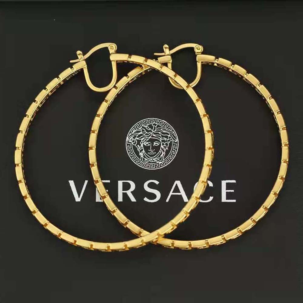 Bông tai Versace Women Greca Hoop Earrings-Gold