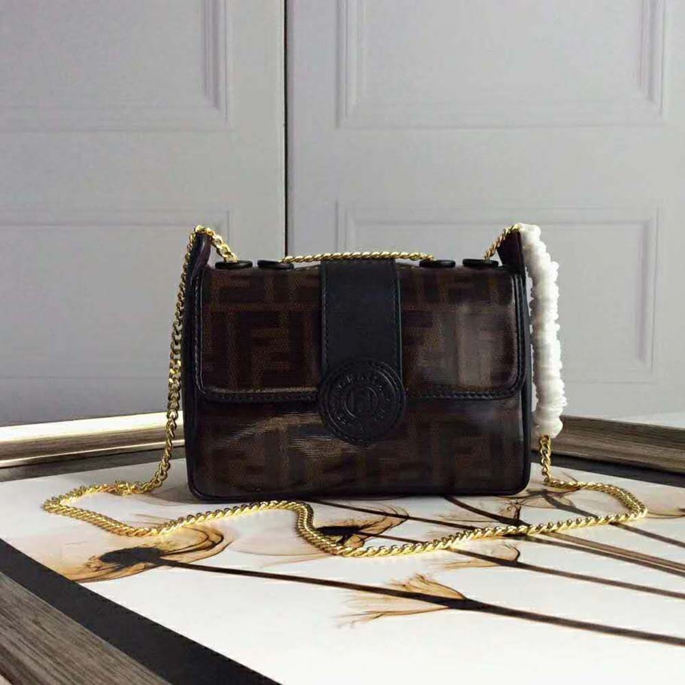 Túi Fendi Women Mini Double F Brown Canvas Bag