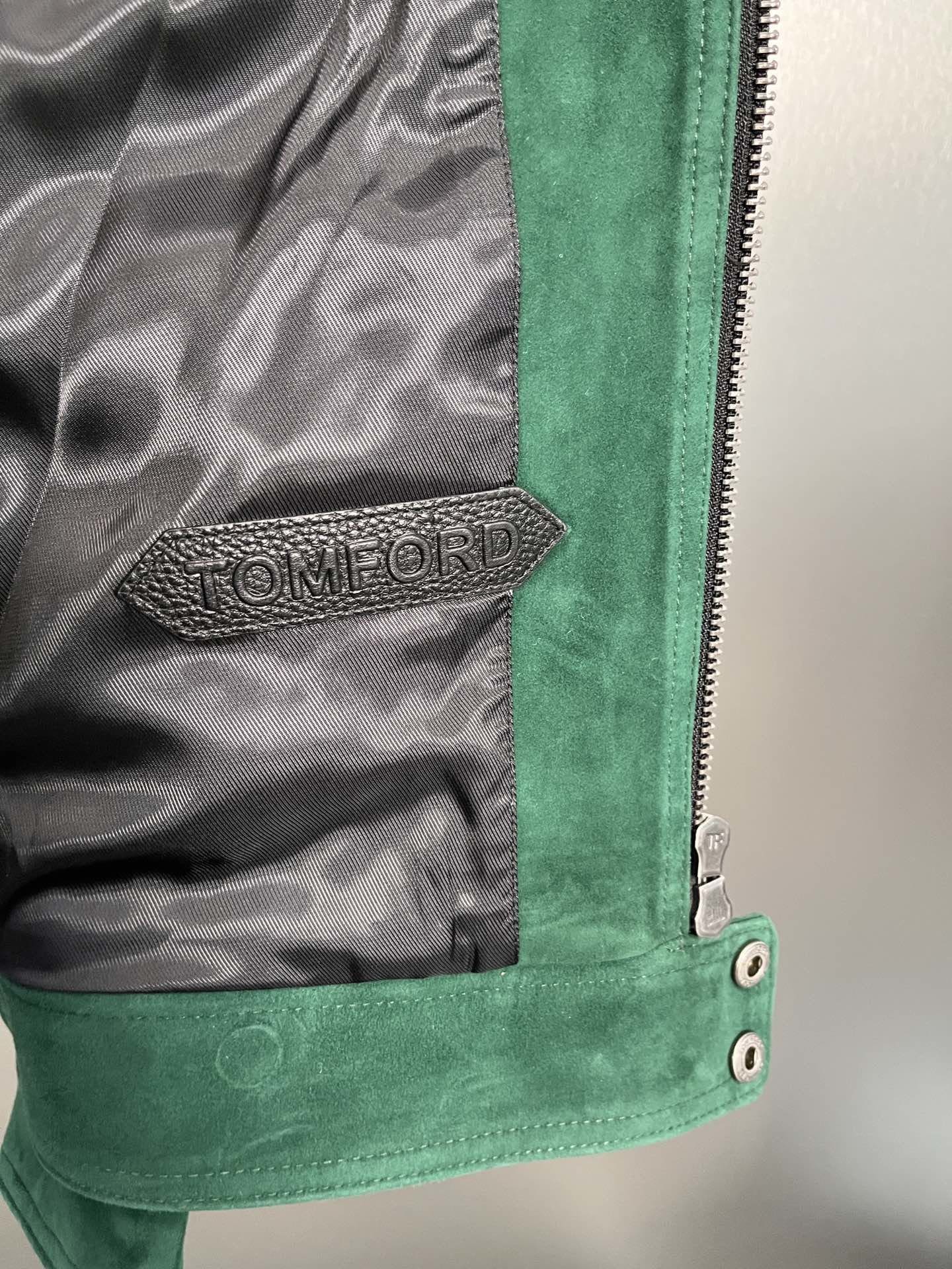 ÁO TOM FORD GREEN SUEDE LEATHER JACKET